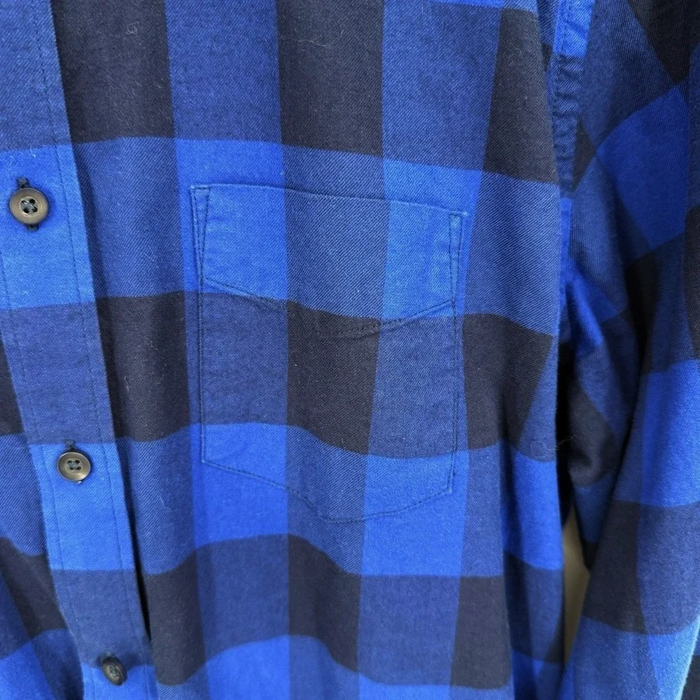 UNTUCKit Mens Large Buffalo Plaid Flannel Button Down Shirt Long Sleeve Blue - Picture 4 of 7